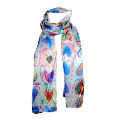 Sciarpa donna in viscosa stampa cuore multicolore Martissima by Marta Marzotto