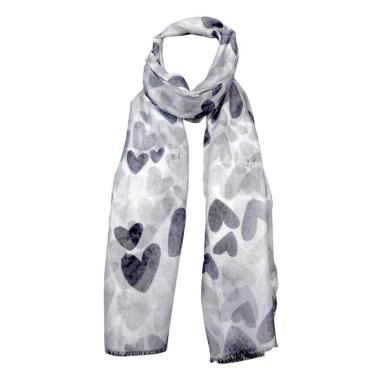 Sciarpa donna in viscosa fantasia cuori Regina Schrecker