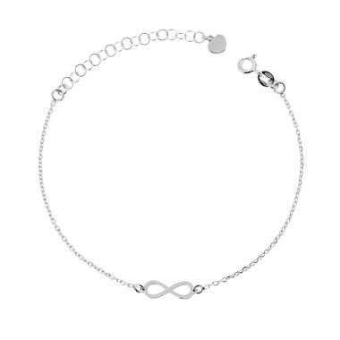 Bracciale Catena Forzatina con Infinito in ARGENTO 925 Galvanica Rodio