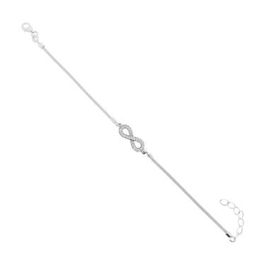 Bracciale Catena Calza con Infinito con Cubic Zirconia Bianchi in ARGENTO 925 Galvanica Oro