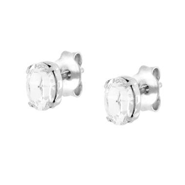Orecchini Punto Luce Ovale Crystal Rosa in ARGENTO 925 Galvanica Rodio
