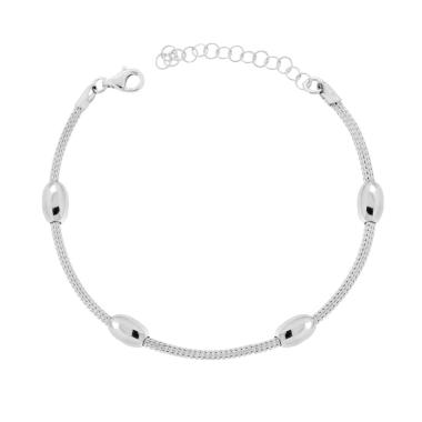 Bracciale Catena Calza con Ovali in ARGENTO 925 Galvanica Rodio