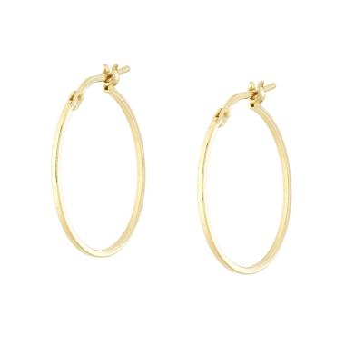 Orecchini Cerchio Canna Quadrata mm 22 in ARGENTO 925 Galvanica Oro