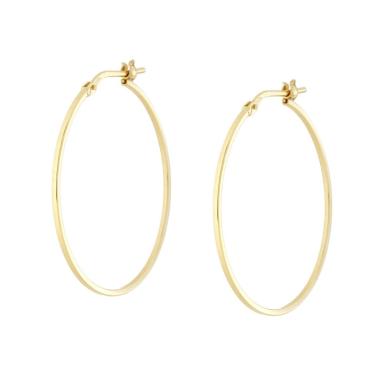 Orecchini Cerchio Canna Quadrata mm 31 in ARGENTO 925 Galvanica Oro<BR>