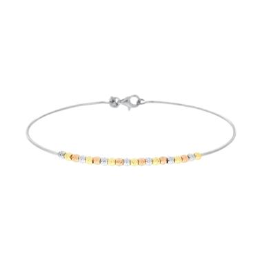 Bracciale filo Rigido con Palline Diamantate in ARGENTO 925 Galvanica Rodio Oro e Rosa