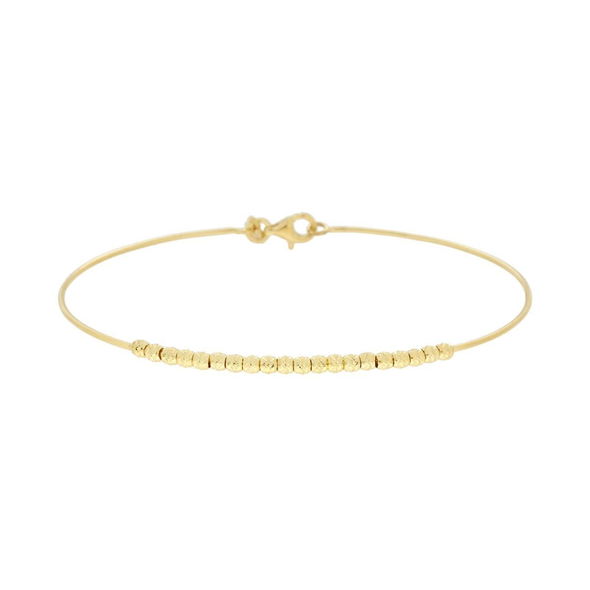 Bracciale filo Rigido con Palline Diamantate in ARGENTO 925 Galvanica Oro<BR>