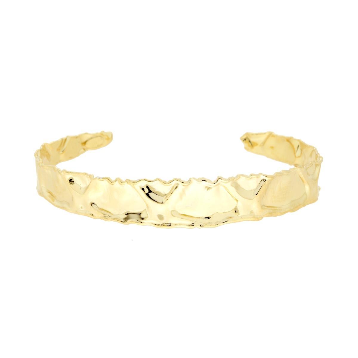 Bracciale Rigido Fascia Martellata in ARGENTO 925 Galvanica Oro<BR>