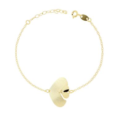 Bracciale Catena Fozatina Tonda con Cuori Spazzolati n ARGENTO 925 Galvanica Oro<BR>
