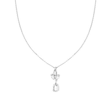 Collana Catena Forzatina Diamantata con Punto Luce pendente Marquise e Goccia Cubic Zirconia Bianco in ARGENTO 925 Galvanica Rodio