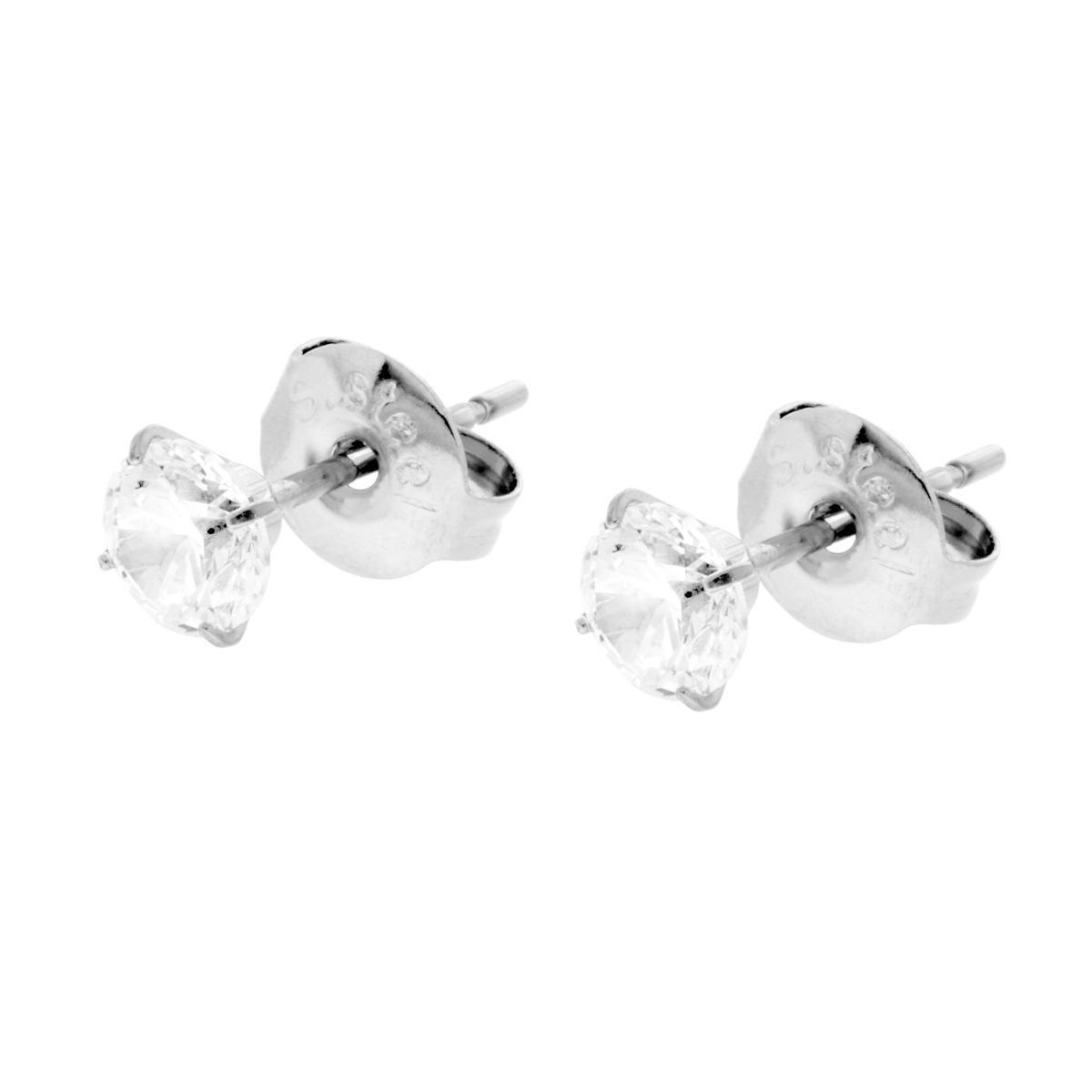 Orecchini Punto Luce Crystal Bianco mm 5 in ACCIAIO