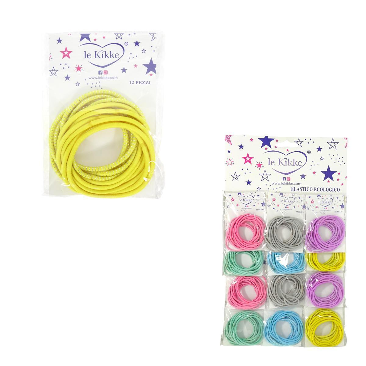 Elastici per capelli glitter colori pastello in 12 card da 12 pezzi Le Kikke