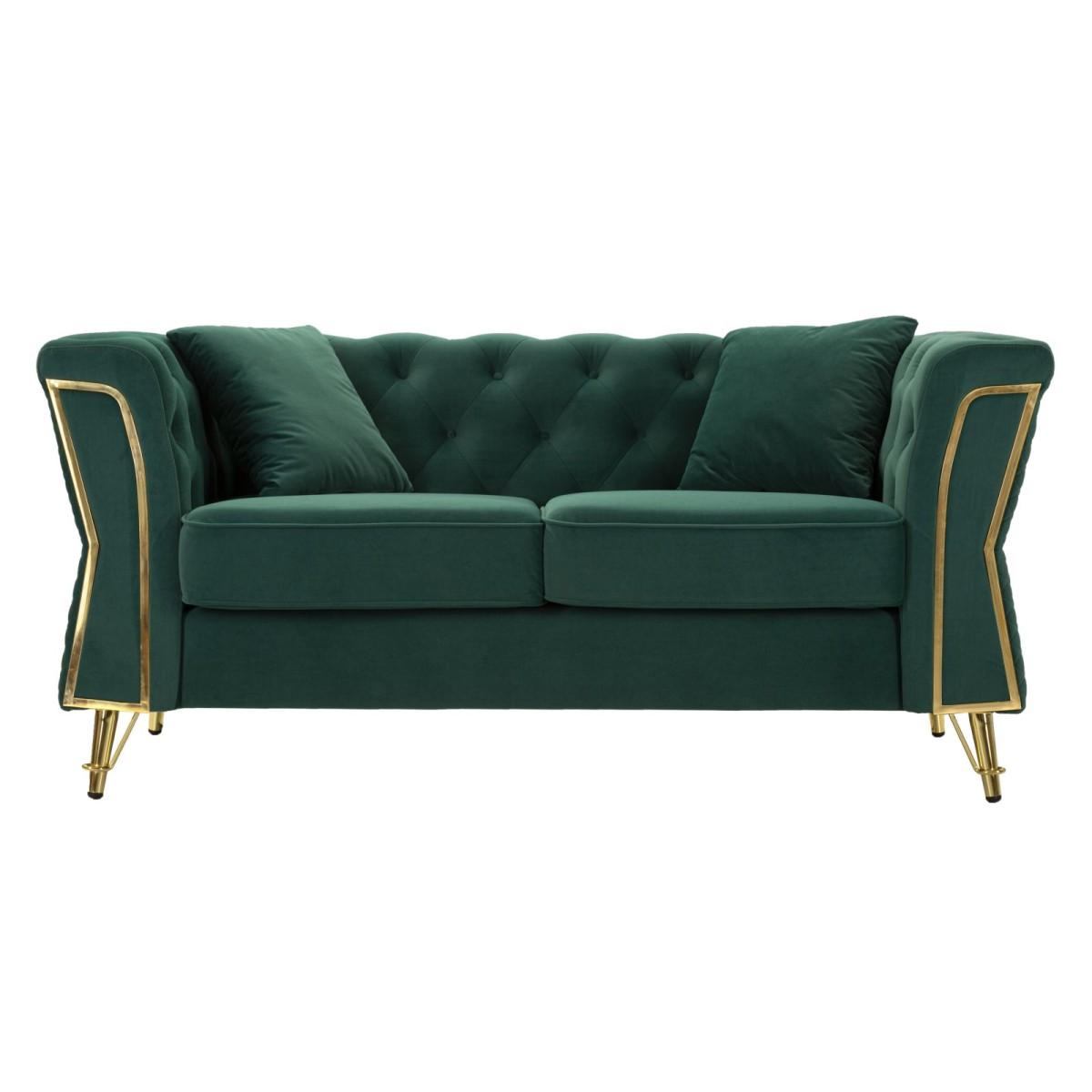 Divano emy verde c/cuscini cm 162x83x76