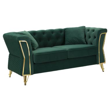Divano emy verde c/cuscini cm 162x83x76