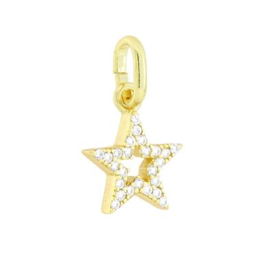 Ciondolo Stella con Cubic Zirconia Bianchi in ARGENTO 925 Galvanica Oro<BR>