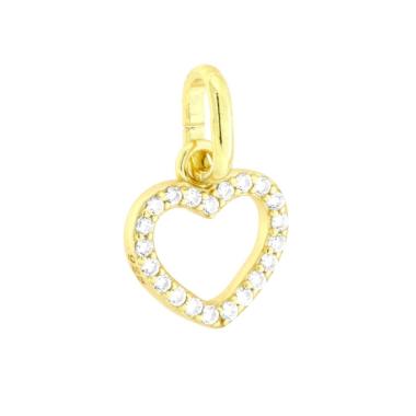 Ciondolo Cuore con Cubic Zirconia Bianchi in ARGENTO 925 Galvanica Oro