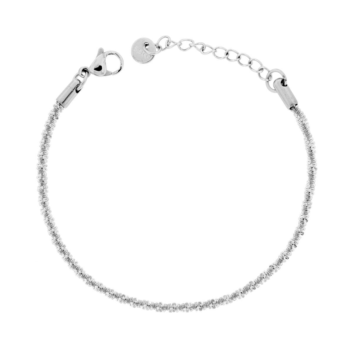 Bracciale Catena Disco Diamantata mm 2,3 in ACCIAIO<BR>