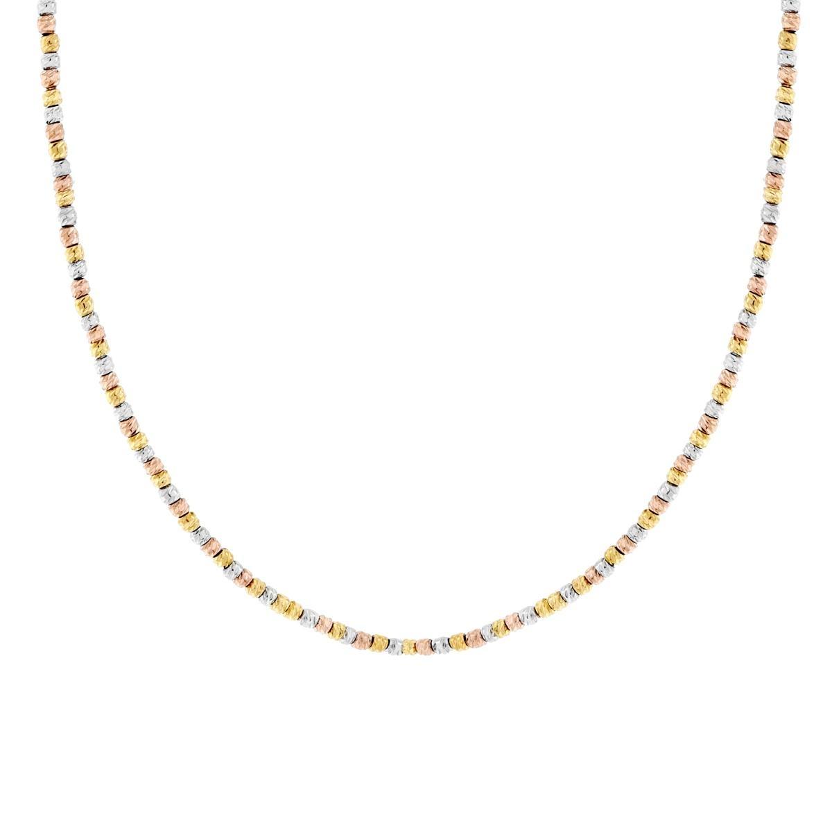 Collana Catena Palline Diamantate Tre colori mm 2,6 in ACCIAIO colore Oro e Rosa<BR>