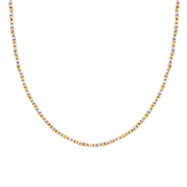 Collana Catena Palline Diamantate Tre colori mm 2,6 in ACCIAIO colore Oro e Rosa