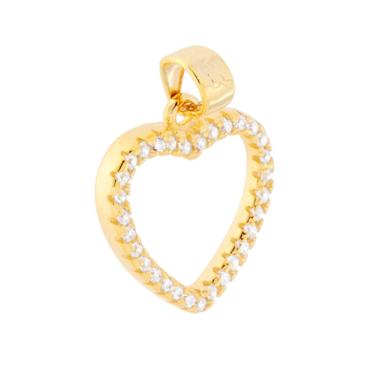Ciondolo Cuore con Zirconi Bianchi in ARGENTO 925 Galvanica Oro