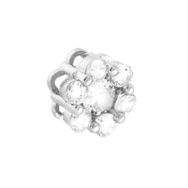 Ciondolo Fiore con petali Cubic Zirconia Bianchi e centrale Cubic Zirconia Bianco in ARGENTO 925 Galvanica Rodio