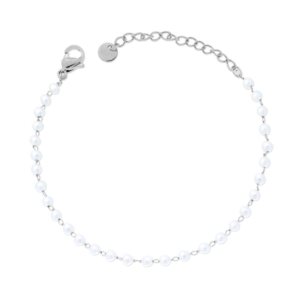 Bracciale Catena di Perle mm 3 in ACCIAIO