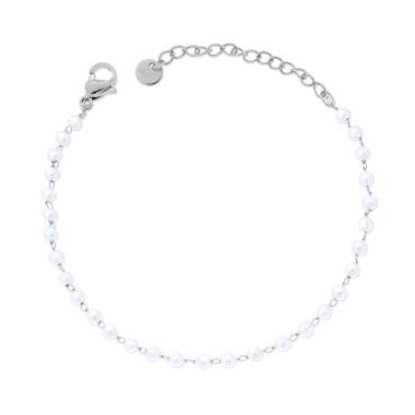 Bracciale Catena di Perle mm 3 in ACCIAIO