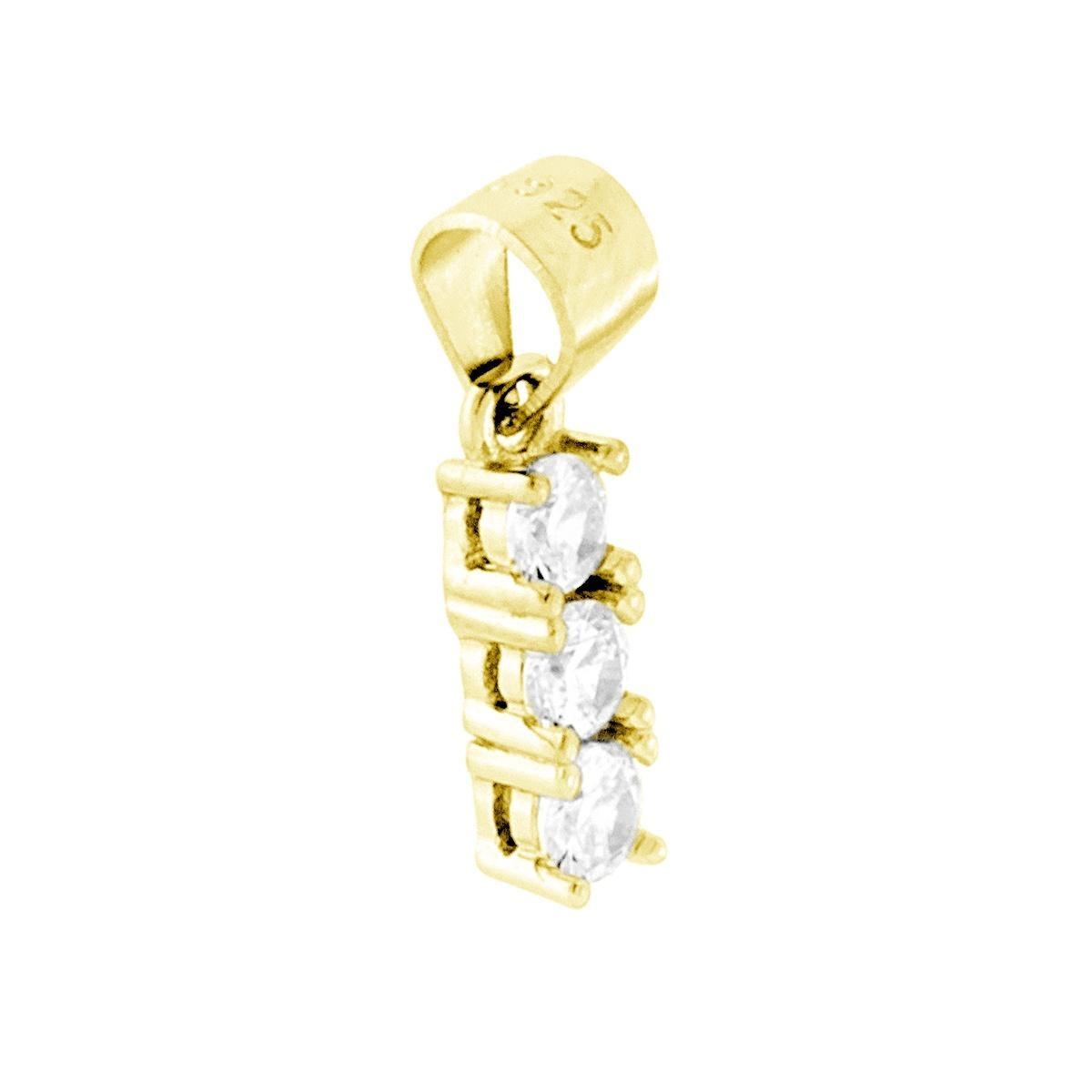 Ciondolo Trilogy con Zirconi Bianchi mm 3 in ARGENTO 925 Galvanica Oro