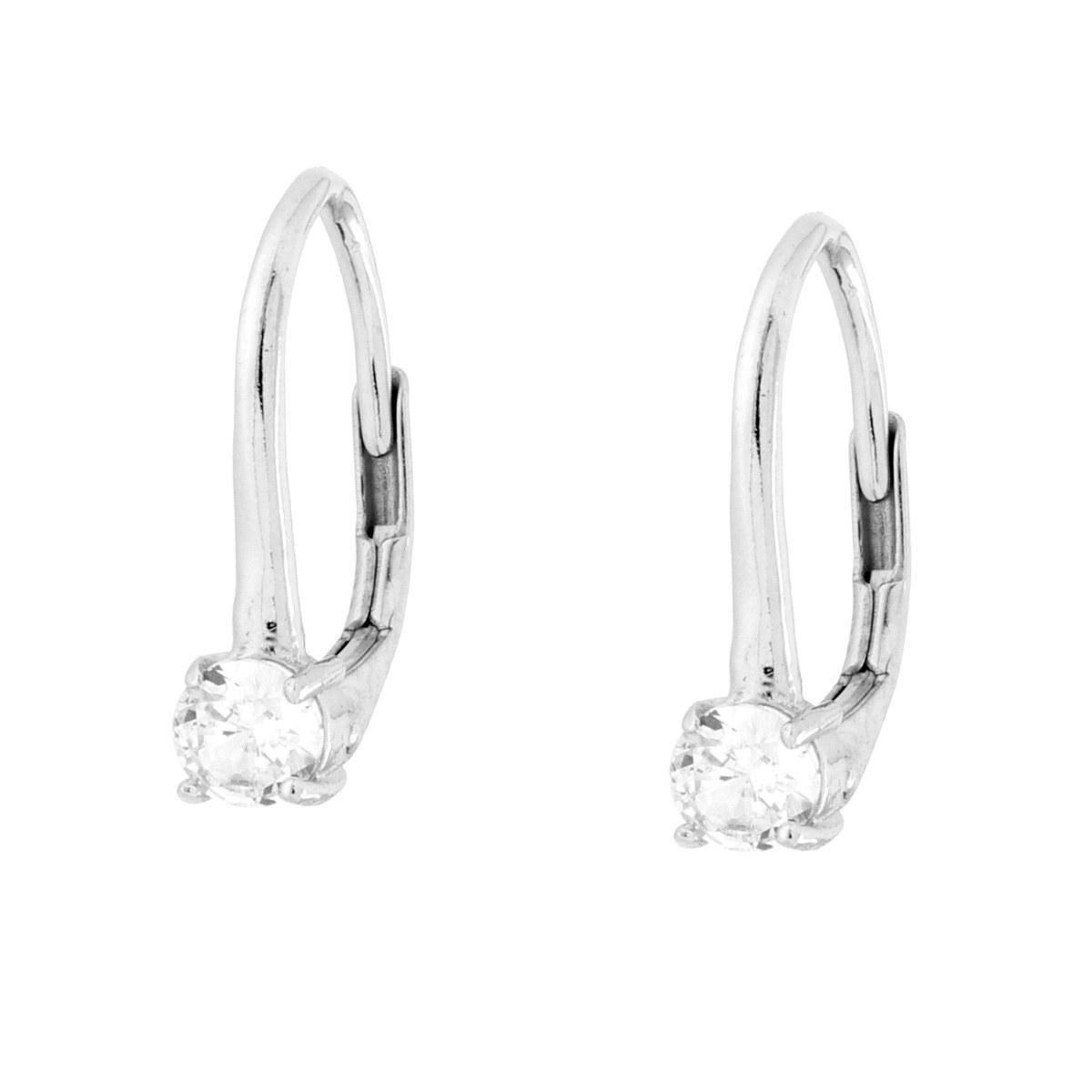 Orecchini Monachella Punto Luce Cubic Zirconia Bianco mm 4 in ARGENTO 925 Galvanica Rodio<BR>