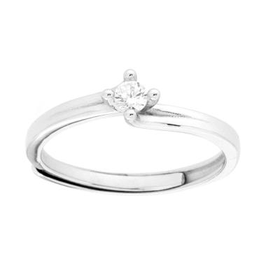 Anello Solitario con Cubic Zirconia Bianco mm 3 in ARGENTO 925 Galvanica Rodio<BR>