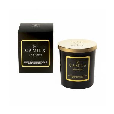 Candela profumata 140 gr d.7,5 x h.8 cm nero fraganza vino rosso Camilia