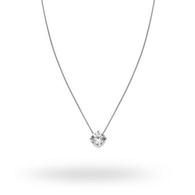 Collana Catena Veneziana cm 42 con Punto Luce a Griffe Zircone Bianco mm 7 in ARGENTO 925 Galvanica Rodio
