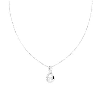 Collana Catena Forzatina Diamantata con Infinito e Cubic Zirconia Bianchi in ARGENTO 925 Galvanica Rodio<BR>