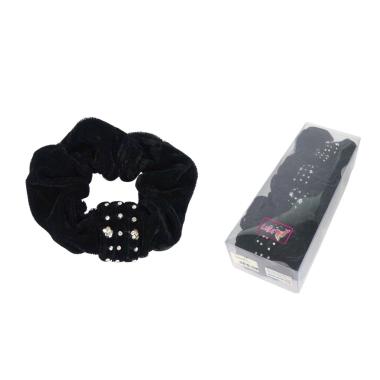 Scranchies per capelli in velluto nero nodo con strass argentati