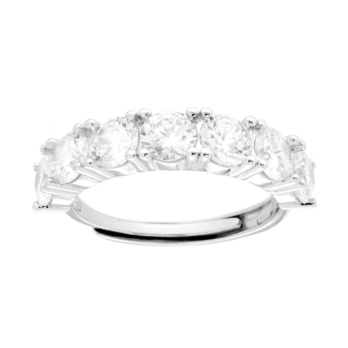 Anello Veretta con Cubic Zirconia Bianchi mm 4.5 in ARGENTO 925 Galvanica Rodio<BR>