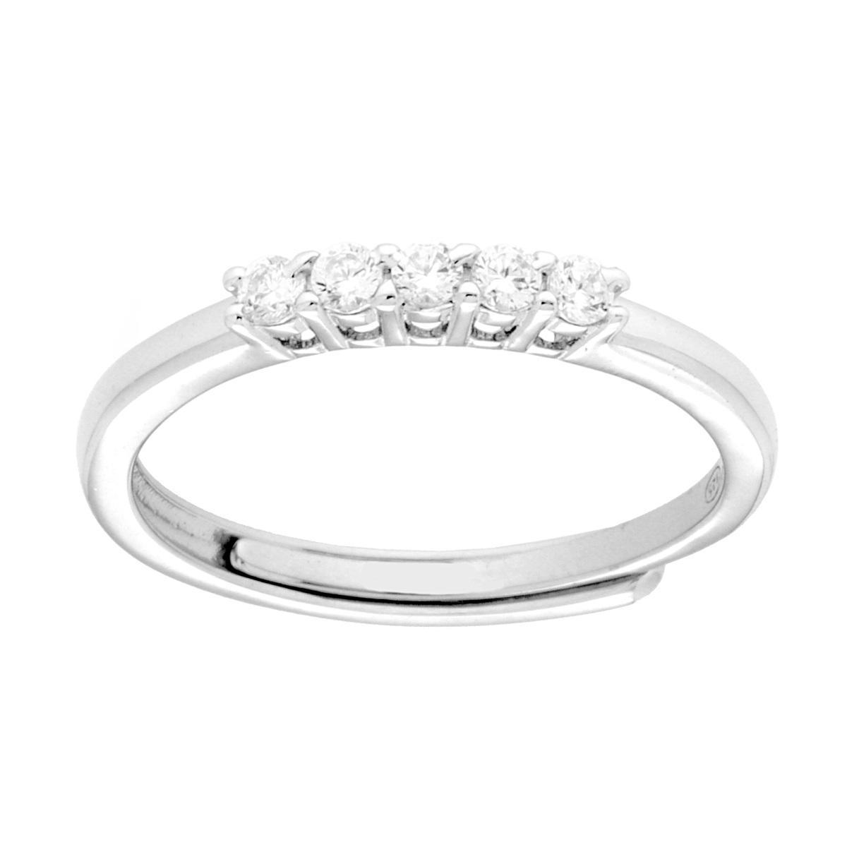 Anello Veretta con Cubic Zirconia Bianchi mm 2 in ARGENTO 925 Galvanica Rodio<BR>