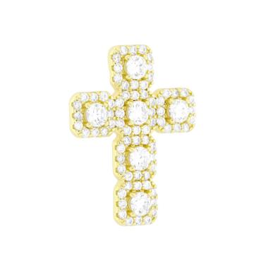 Ciondolo Croce con Cubic Zirconia Bianchi in ARGENTO 925 Galvanica Oro