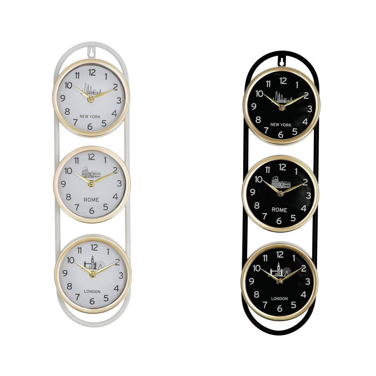Set 3 orologi da parete in metallo 9,5x4x h.51 cm
