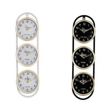 Set 3 orologi da parete in metallo 9,5x4x h.51 cm