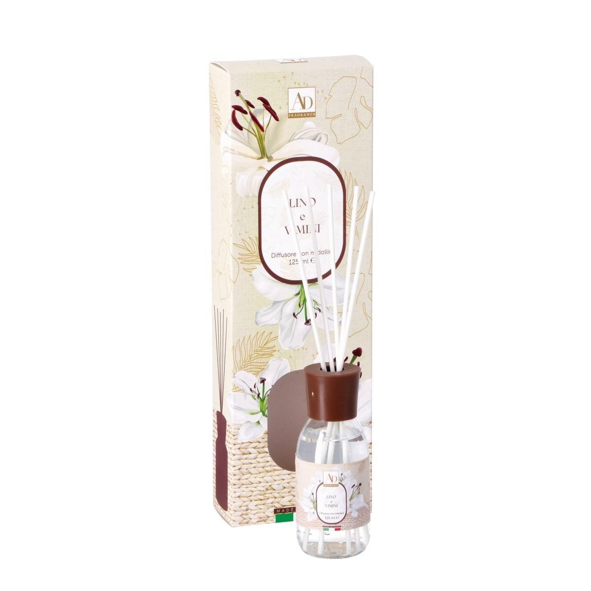 Diffusore di fragranza con midollini lino e vimini 125 ml