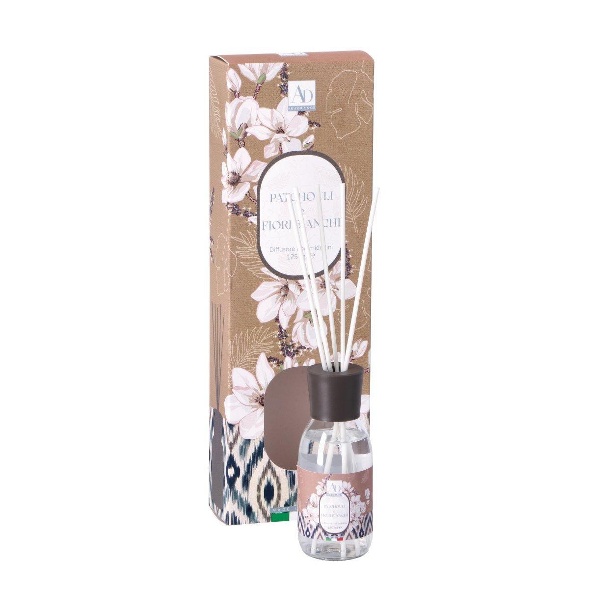 Diffusore di fragranza con midollini patchouli e fiori bianchi 125 ml