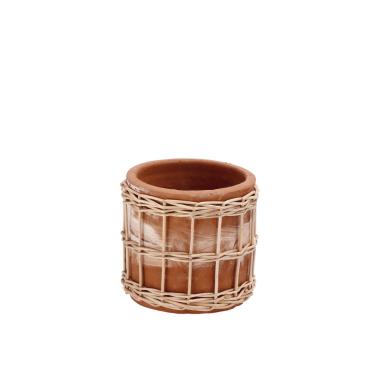 Vaso in ceramica e salice rodri piccolo d.13x h.13 cm