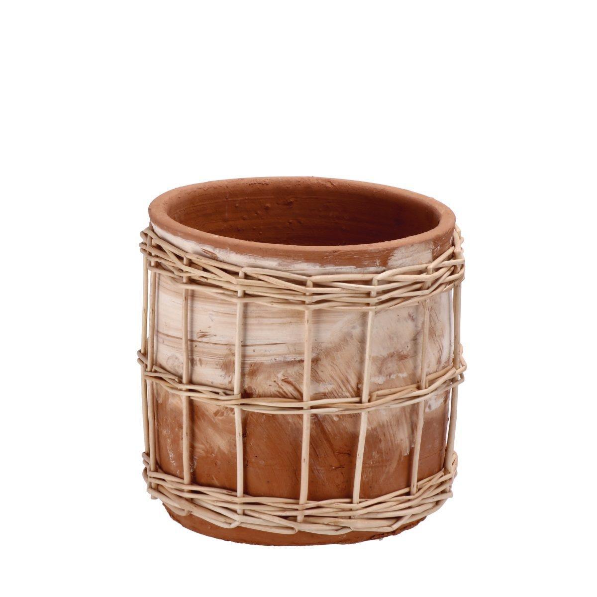 Vaso in ceramica e salice rodri grande d.20x h.20 cm