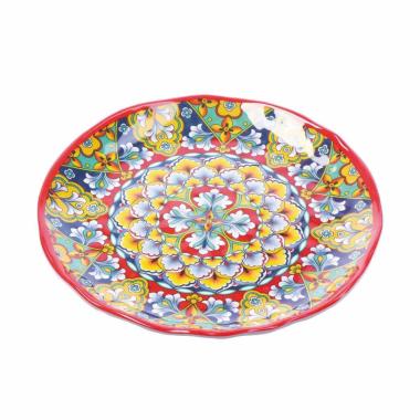 Piatto frutta in melamina decorato stile maioliche siciliane Rian d.22x h.2 cm