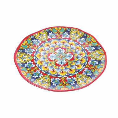 Vassoio tondo in melamina decorato stile maioliche siciliane Rian d.40x h.1,5 cm
