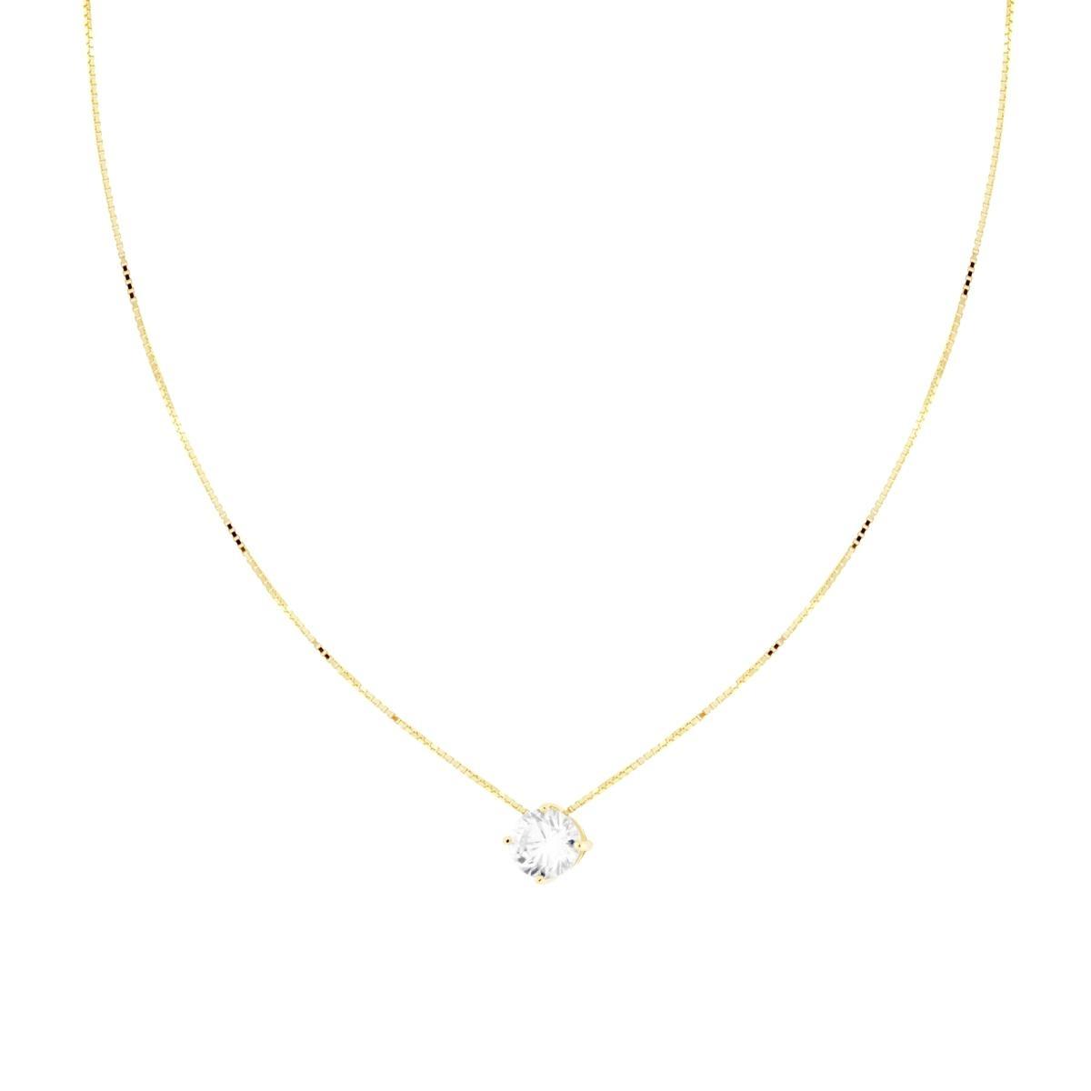 Collana Catena Veneziana Diamantata con Punto Luce Cubic Zirconia Bianco mm 6 in ARGENTO 925 Galvanica Oro<BR>