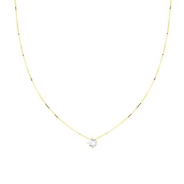 Collana Catena Veneziana Diamantata con Punto Luce Cubic Zirconia Bianco mm 4 in ARGENTO 925 Galvanica Oro
