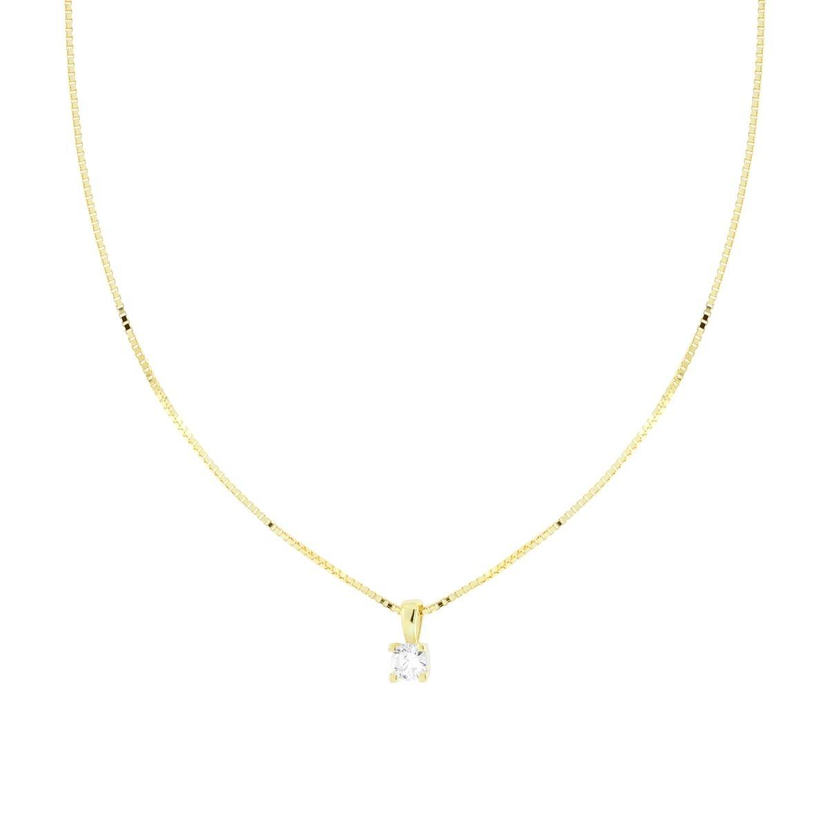 Collana Catena Veneziana Diamantata con Punto Luce Cubic Zirconia Bianco mm 4 in ARGENTO 925 Galvanica Oro<BR>