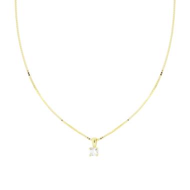 Collana Catena Veneziana Diamantata con Punto Luce Cubic Zirconia Bianco mm 4 in ARGENTO 925 Galvanica Oro<BR>