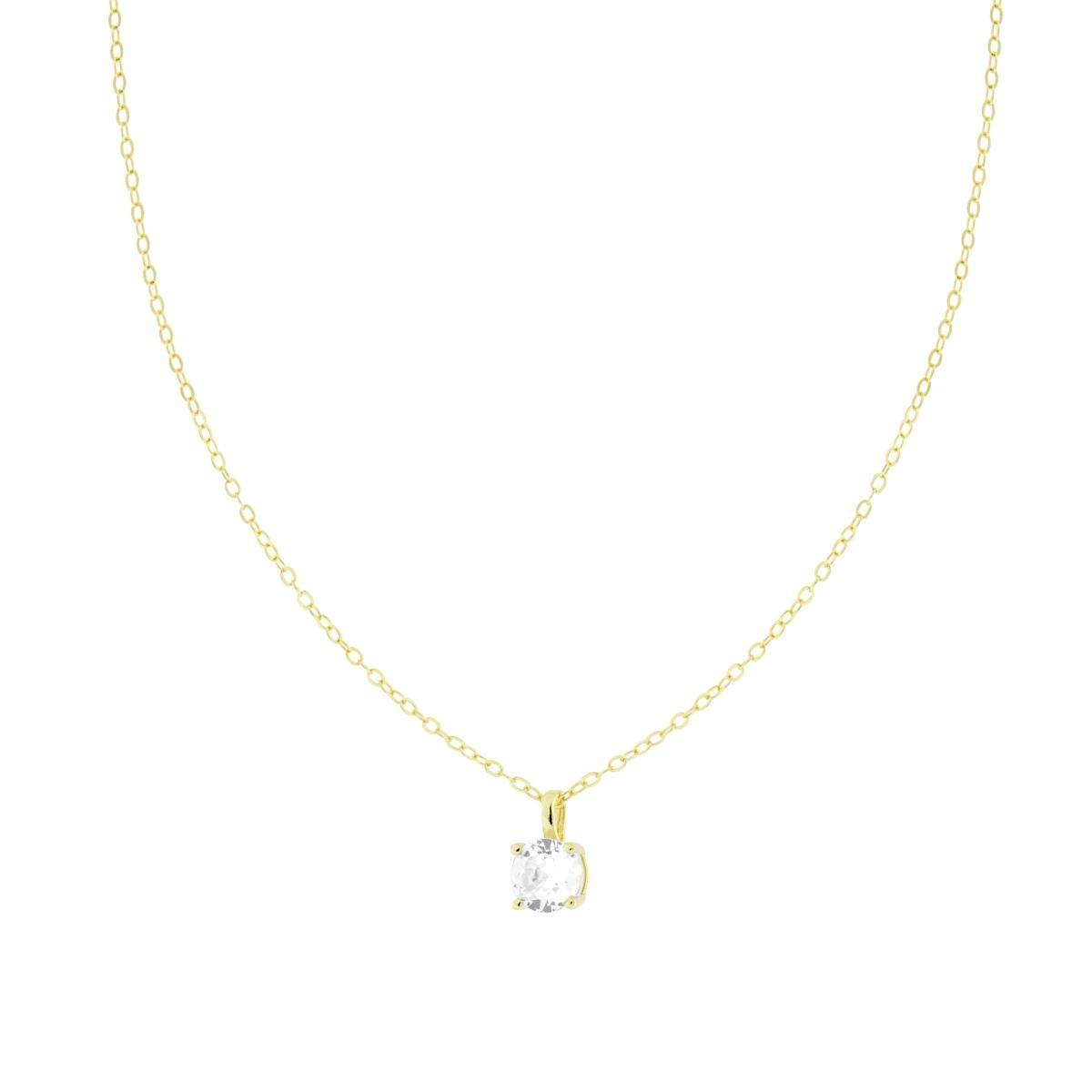 Collana Catena Forzatina Diamantata con Punto Luce Cubic Zirconia Bianco mm 6 in ARGENTO 925 Galvanica Oro<BR>