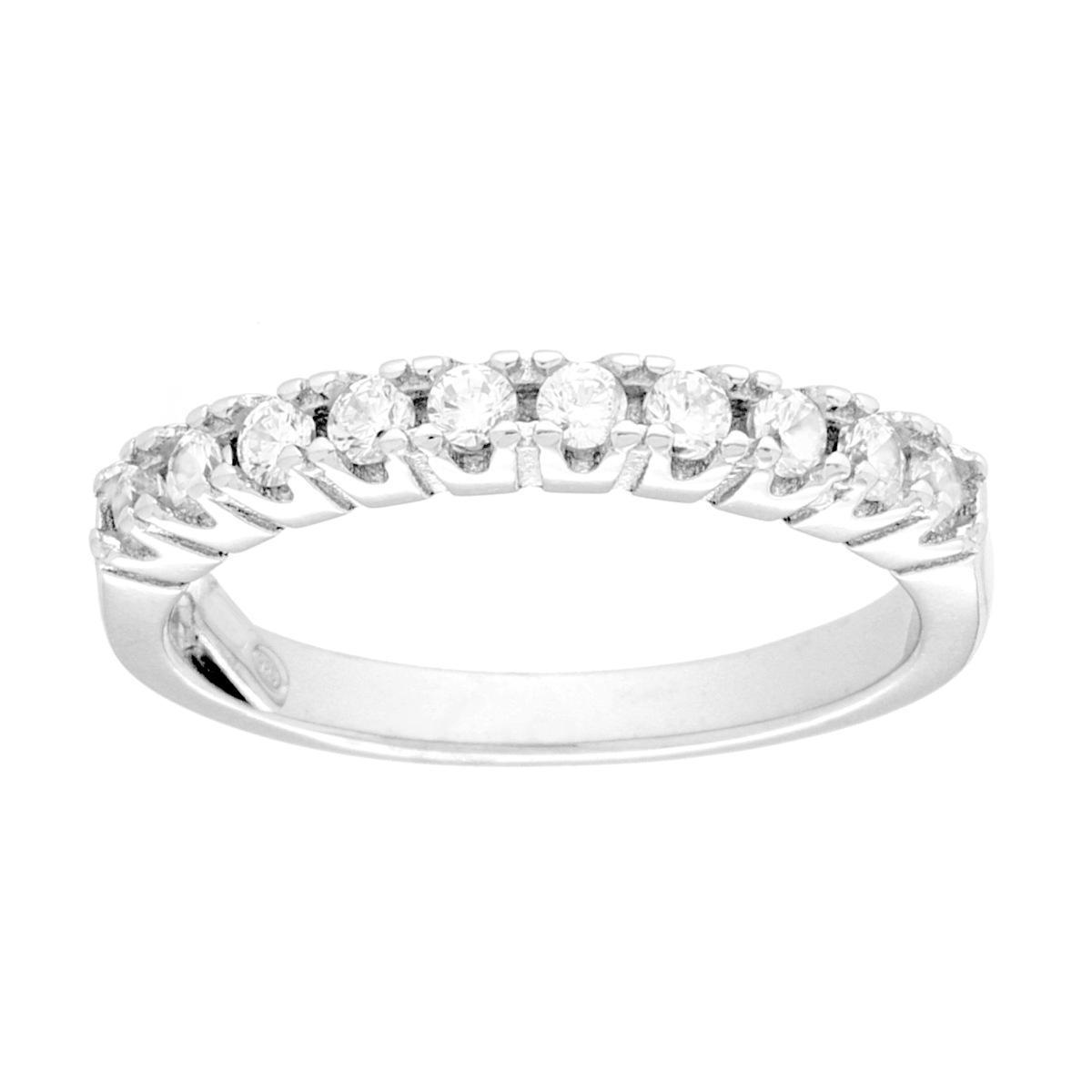 Anello Veretta con Cubic Zirconia Bianchi mm 2.5 in ARGENTO 925 Galvanica Rodio<BR>